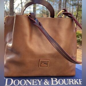 DOONEY AND BOURKE LARGE VACCHETTA FLORENTINE LEATHER ZIP SATCHEL
